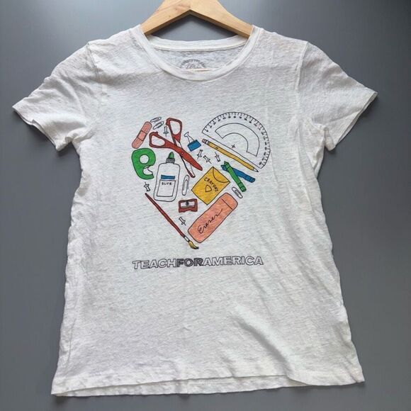 J. Crew teach for America 100% linen tee T-shirt XS - Picture 2 of 11